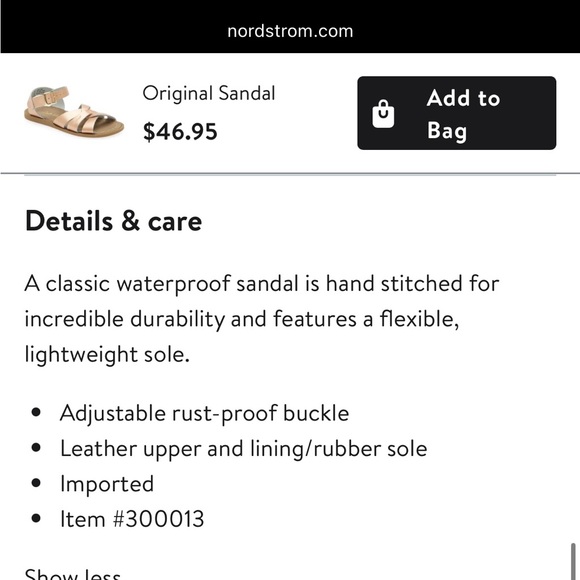 Salt Water Sandals by Hoy (little kids 13c) - Rose Gold Leather - Picture 3 of 5